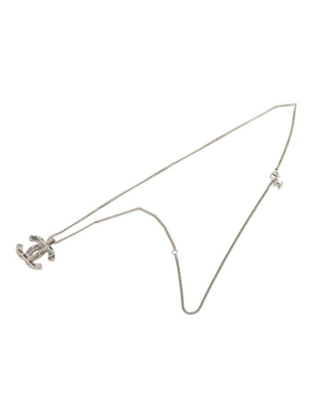 Chanel CC Logo Pearl Tweed Silver Black Blue Metal - Picture 6 of 7